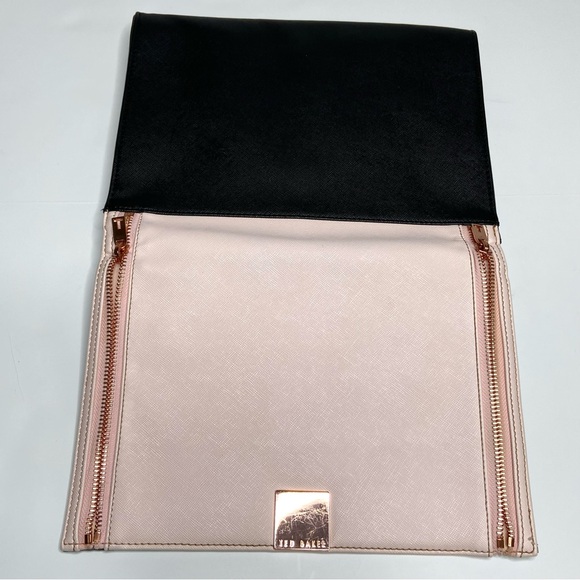 TED BAKER Pink & Black Sala Crosshatch Clutch Bag - Picture 4 of 16